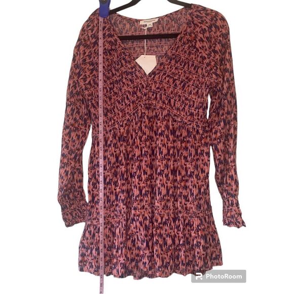 Beachlunchlounge collection bell sleeve smocked and tiered mini dress Medium - Picture 2 of 4